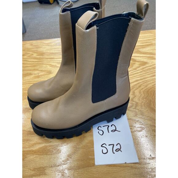 Paloma Barcelo Platform Chelsea Boots Women's 38 Brown Leather Round Toe S72 - Picture 1 of 7